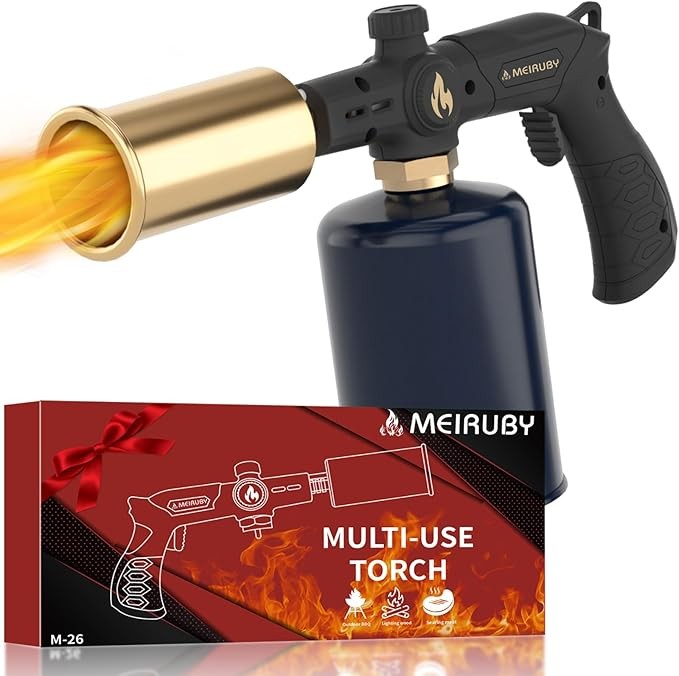 Powerful Propane Torch, Stocking Stuffers Gift for Men Dad, Culinary Blow Kitchen Cooking Torch for Steak Searing, Campfire Charcoal Starter for Blackstone Griddle Accessories (Tank Not included)