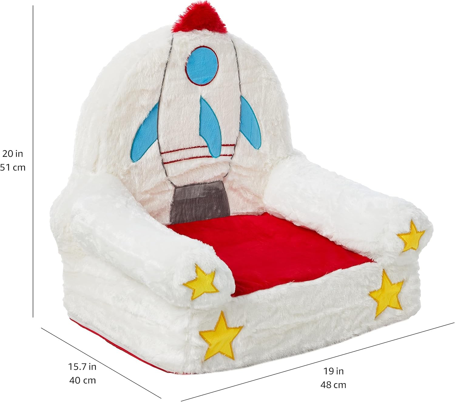 Basics Children's Plush Toddler Chair, Rocket, Multicolor